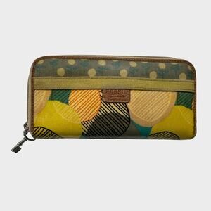 Fossil Key-Per Zip Around Wallet with Polka Dot Pattern